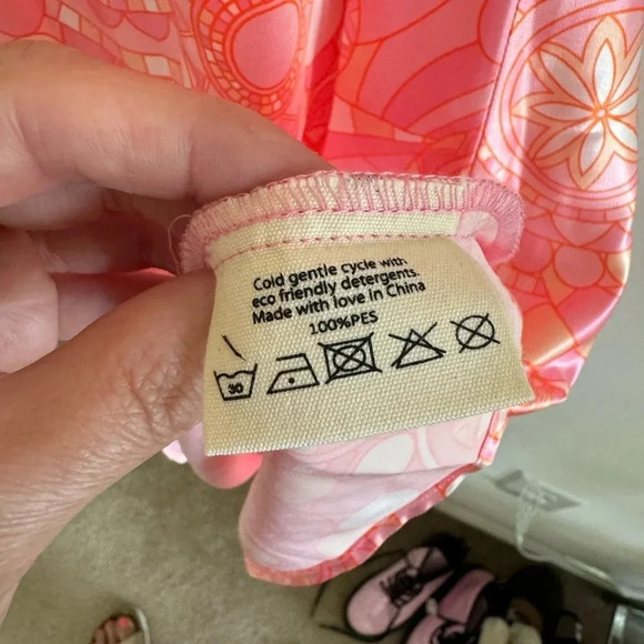 Araminta James pink Capri silky retro printer halter Mini Dress Size small NWT - Picture 13 of 13